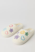 Pantoufles Coeurs fleuries en Sherpa
