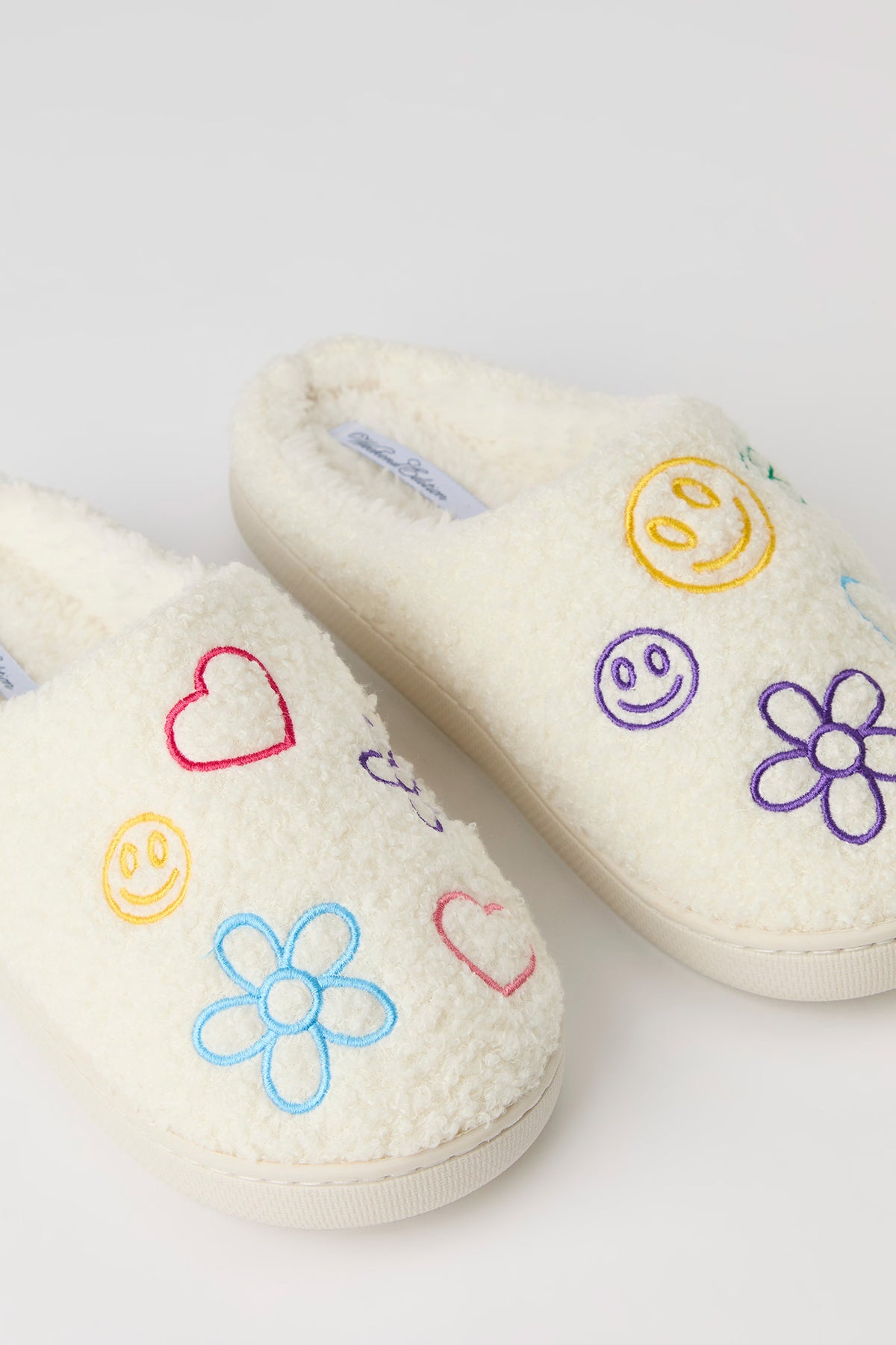 Vue alternative 3. Pantoufles Coeurs fleuries en Sherpa