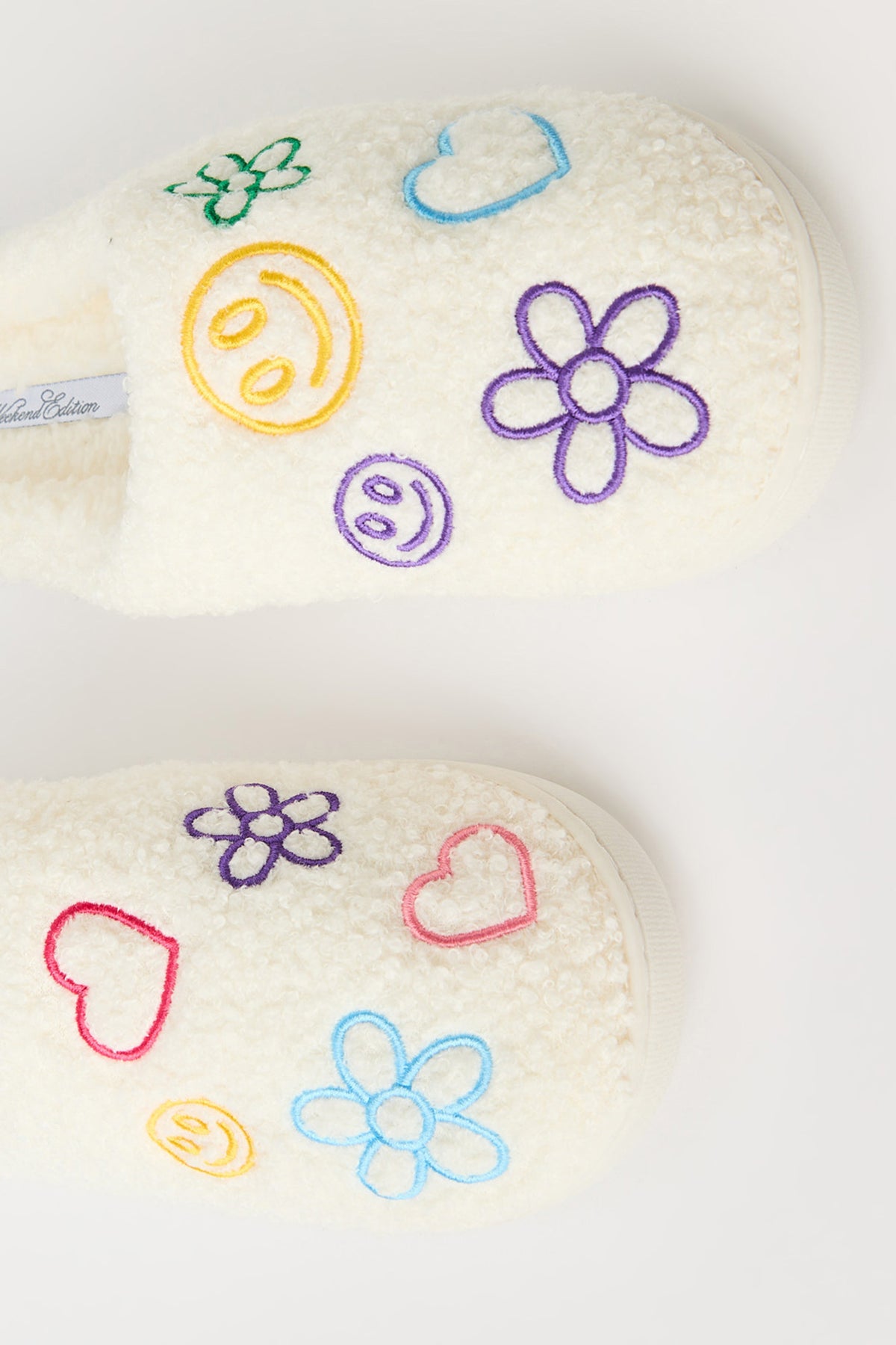 Vue alternative 4. Pantoufles Coeurs fleuries en Sherpa