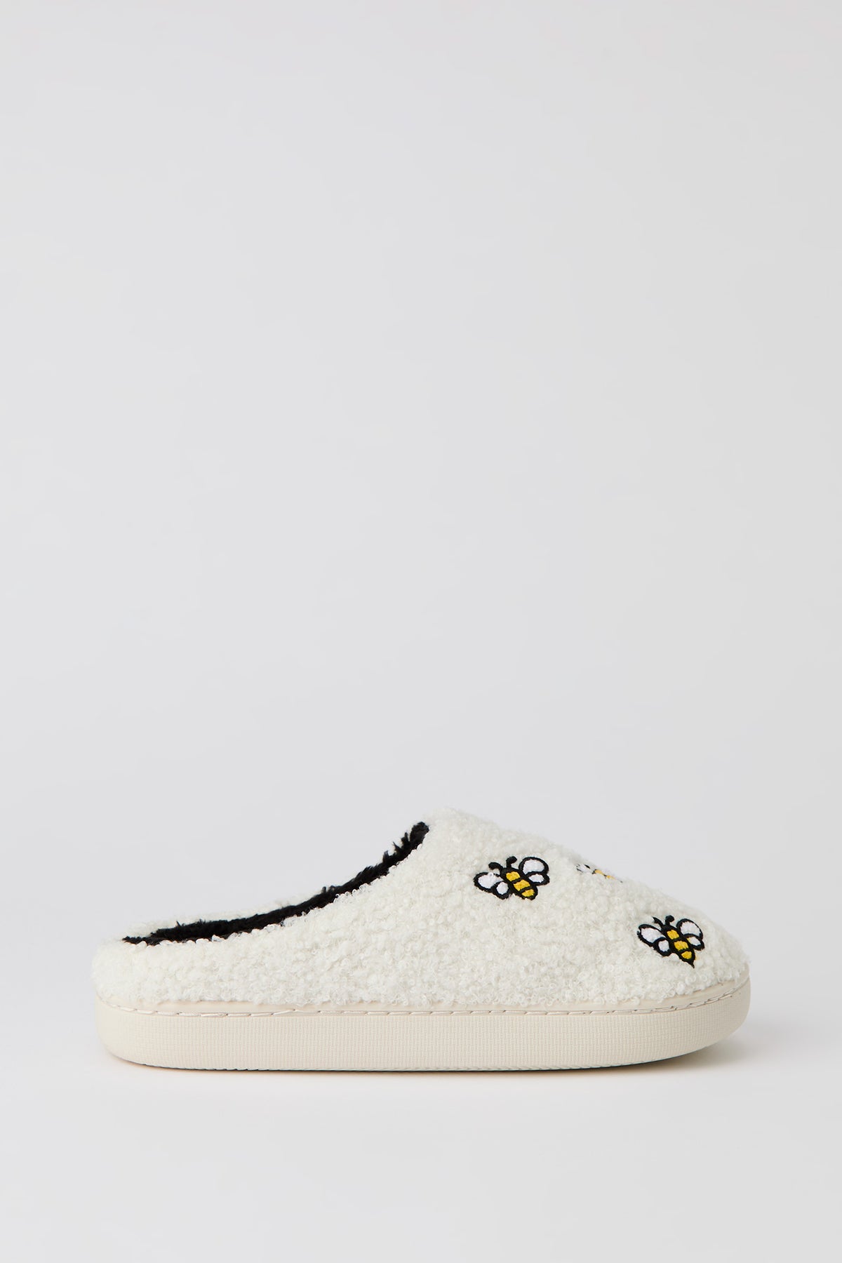Bumblebee Sherpa Slippers - White