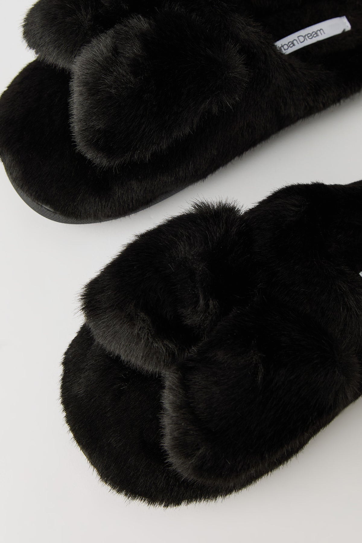 Alt View 3. Faux Fur Bow Slippers - Black