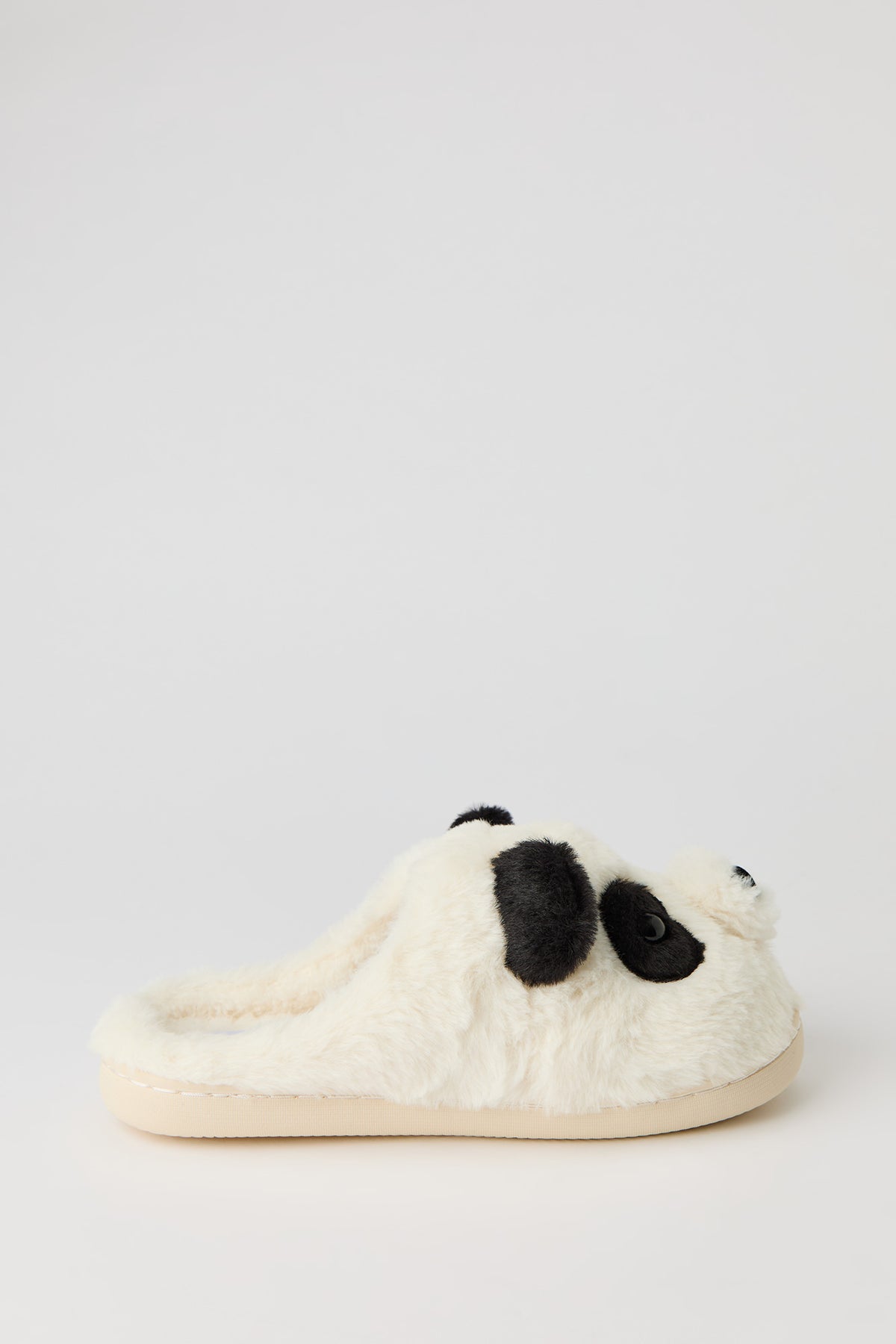 3D Panda Slippers - Black with White