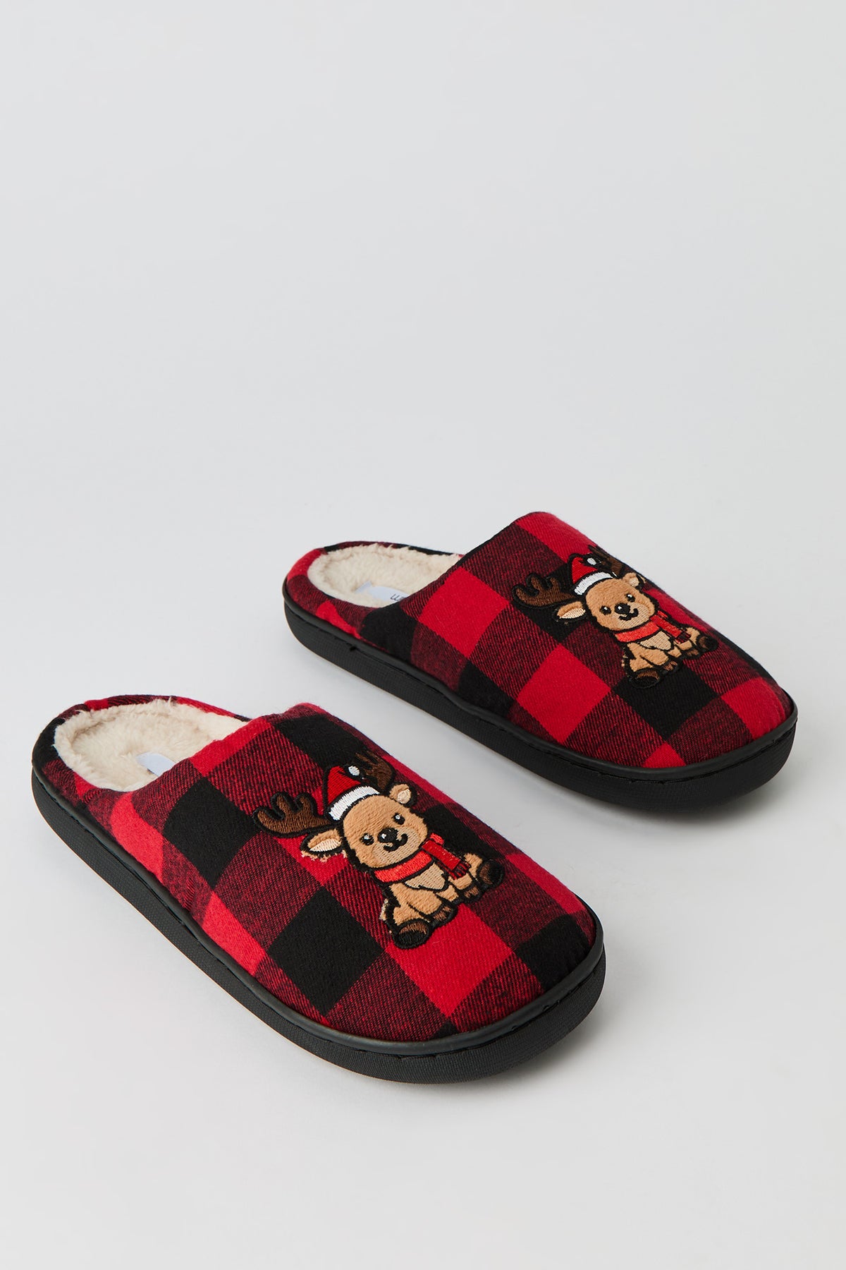 Alt View 2. Plaid Reindeer Slippers - Buffalo Check