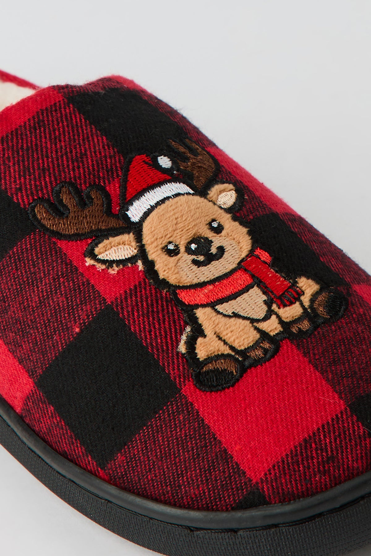 Alt View 3. Plaid Reindeer Slippers - Buffalo Check