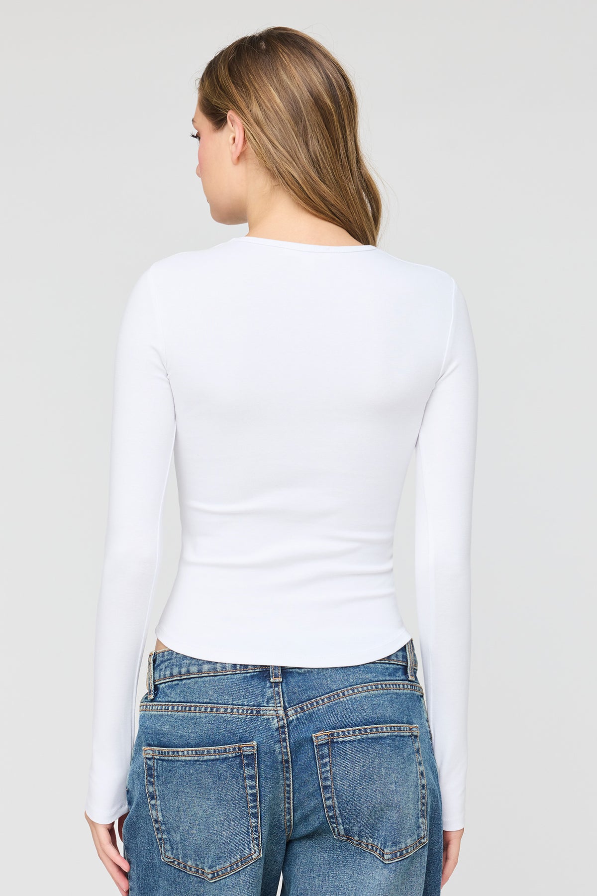 Alt View 2. Long Sleeve Top - White