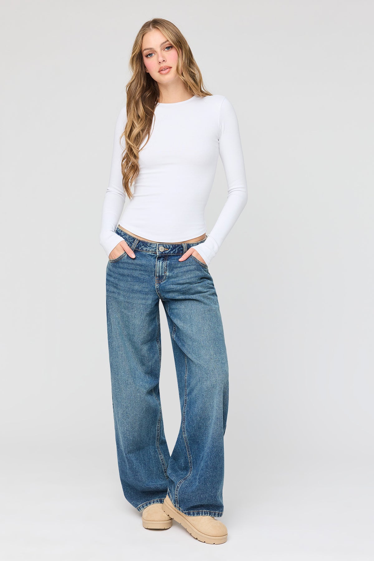 Alt View 3. Long Sleeve Top - White