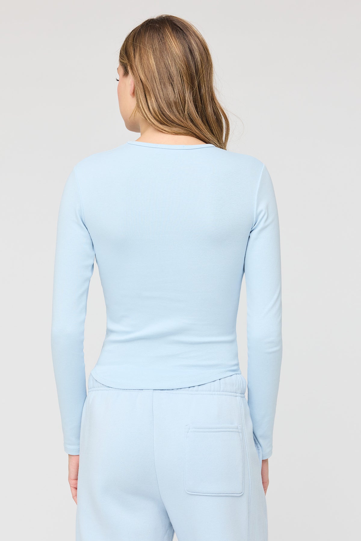 Alt View 2. Long Sleeve Top - Light Blue