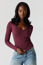 V-Neck Long Sleeve Top