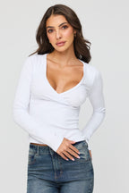 Haut en tricot côtelé avec surplis à manches longues