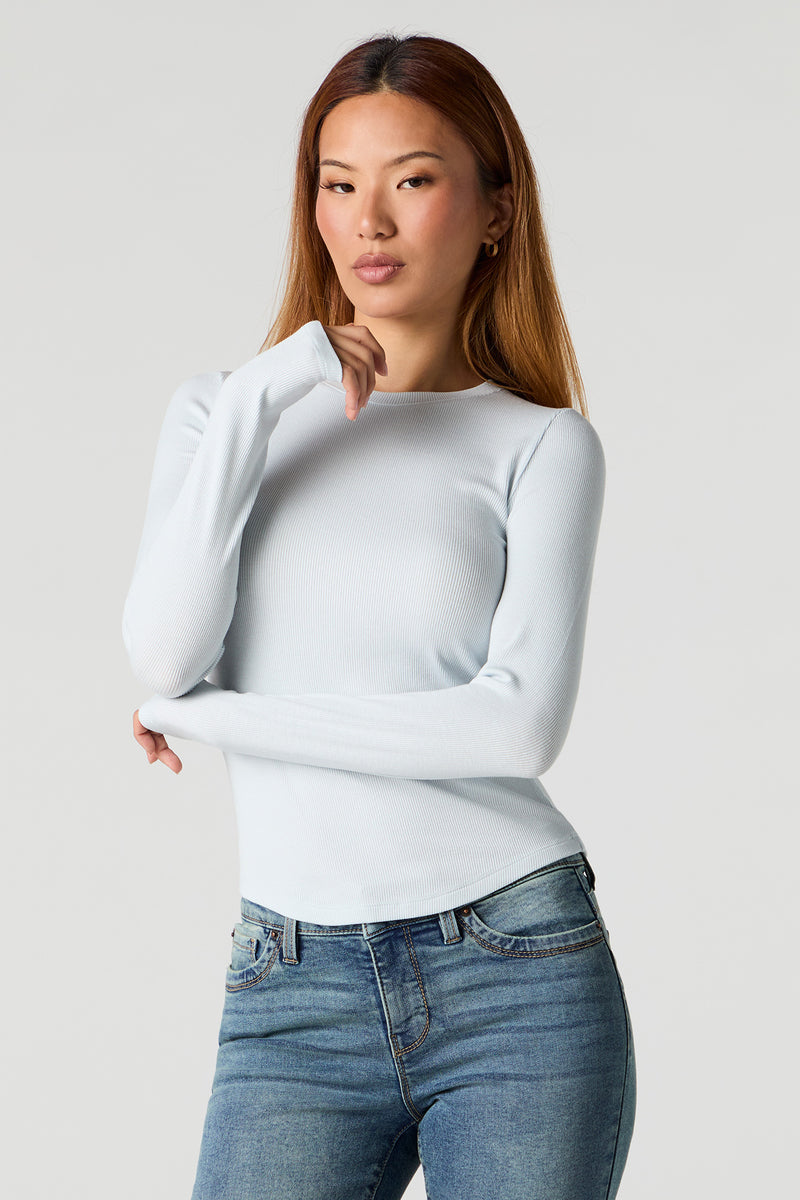 Haut côtelé à manche longue