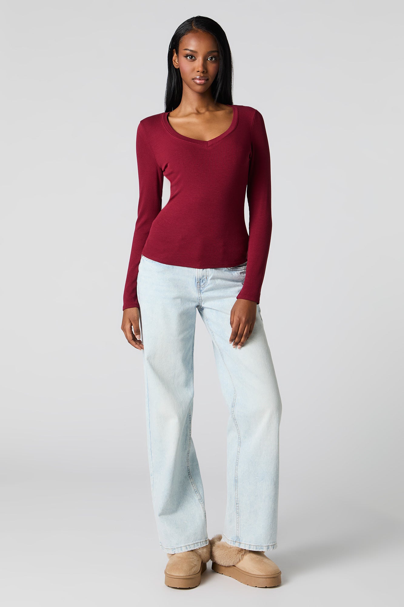 ルクシー　Silk&Cotton Crew-neck Long Sleeve Cowl Neck Long Sleeve Bodysuit | boohoo