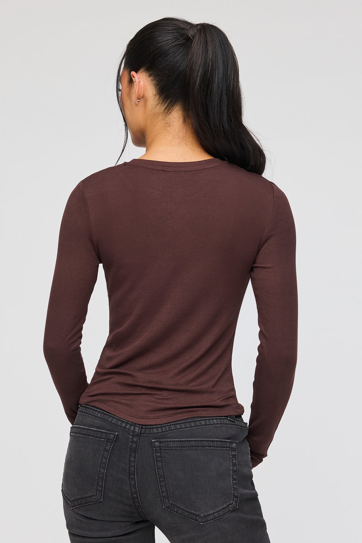 Alt View 2. Long Sleeve Top - Brown