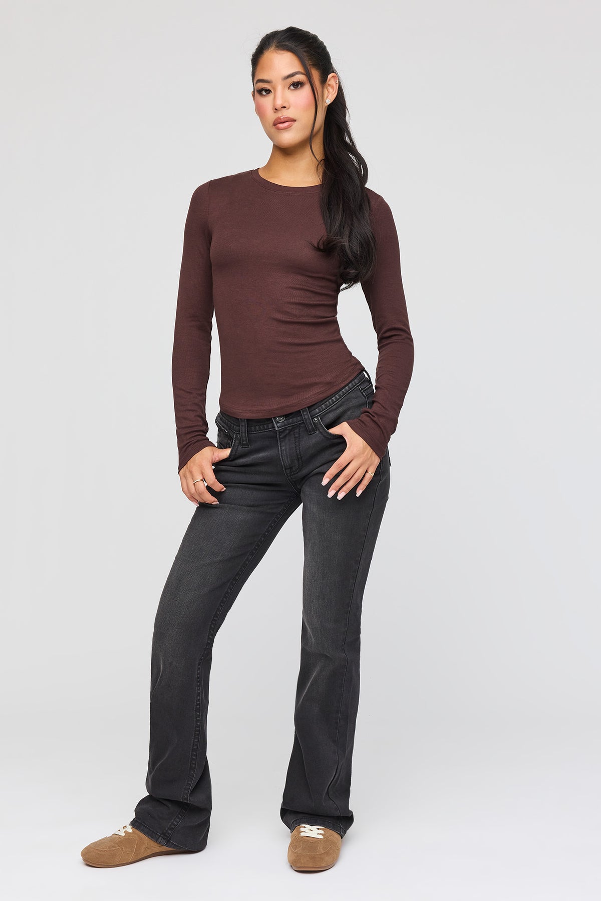 Alt View 3. Long Sleeve Top - Brown