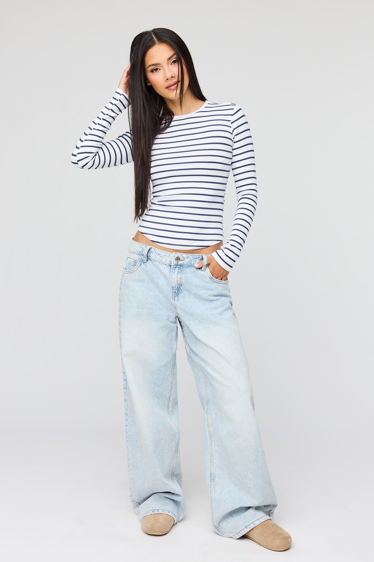 Alt View 3. Long Sleeve Top - Blue