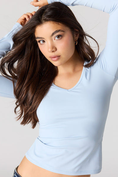 Luxe Heavy Contour V-Neck Long Sleeve Top – Urban Planet