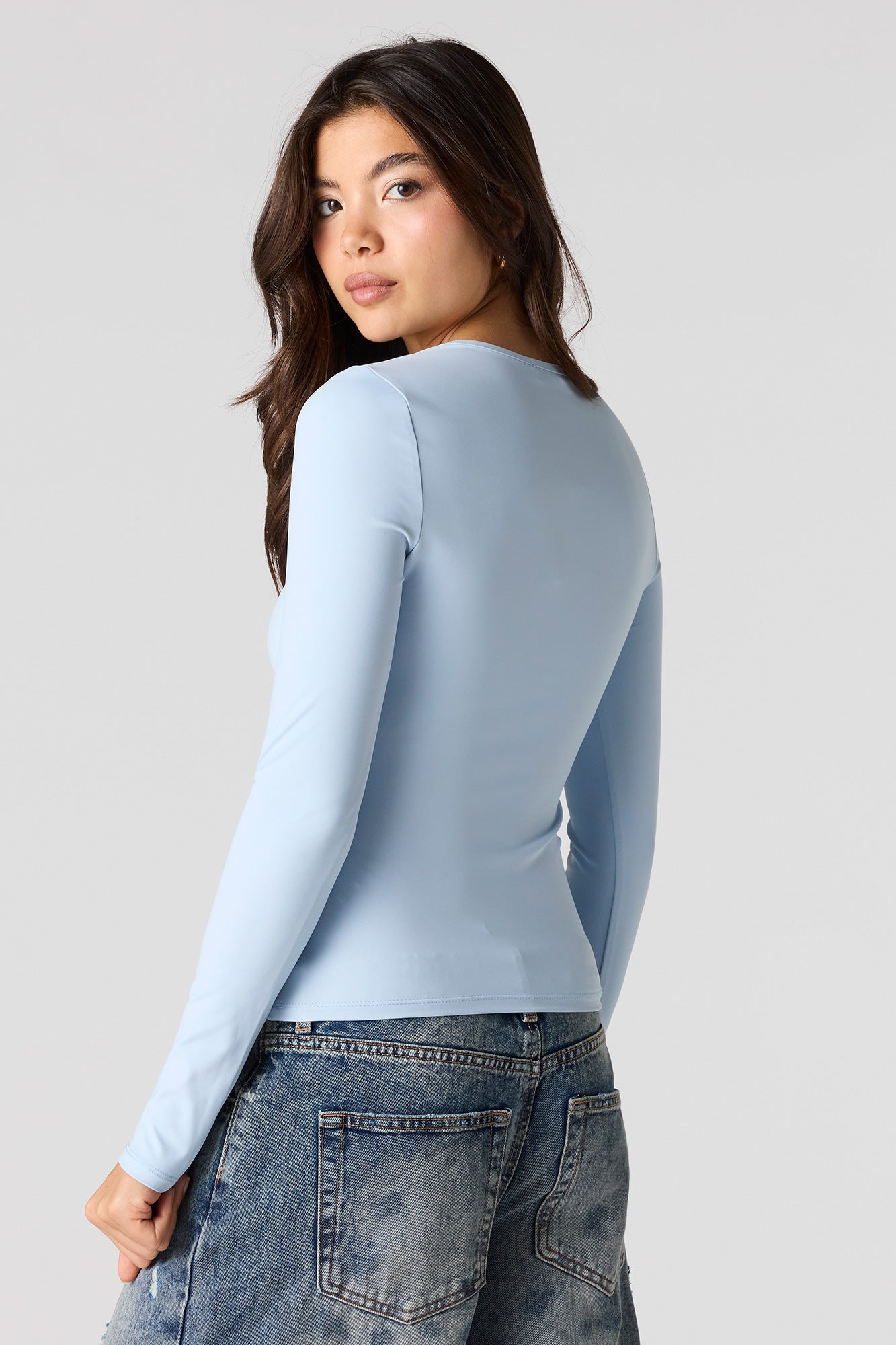 Luxe Heavy Contour V-Neck Long Sleeve Top – Urban Planet