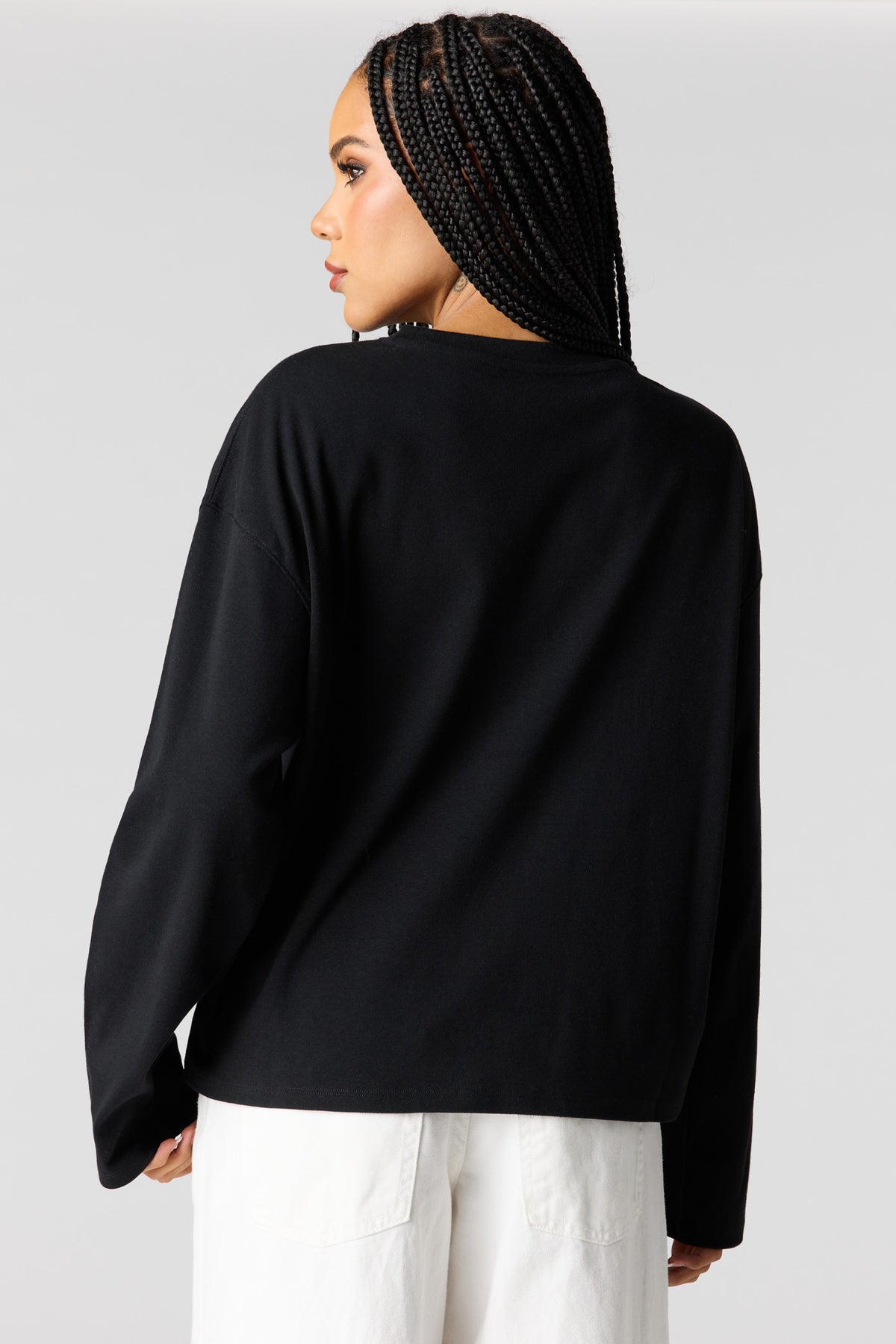 Alt View 2. Boxy Long Sleeve Top - Black