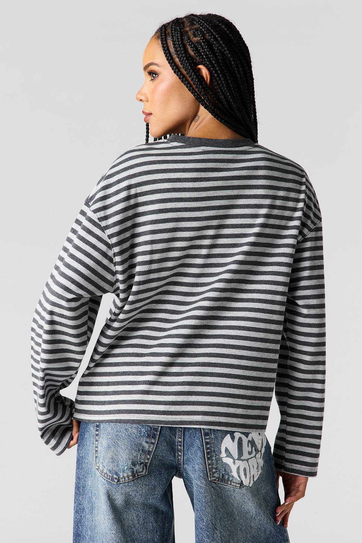 Alt View 2. Boxy Long Sleeve Top - Charcoal
