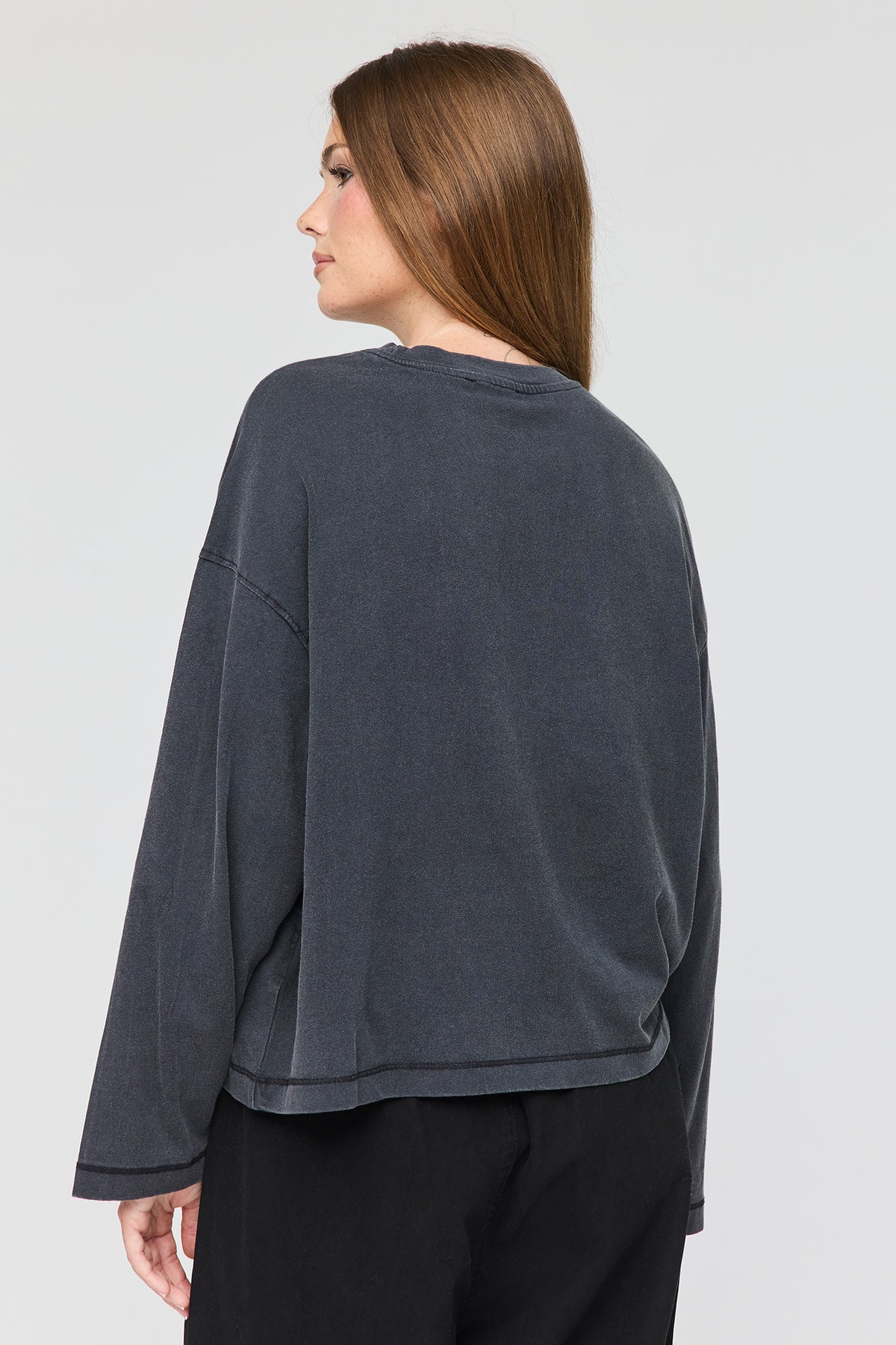 Alt View 4. Boxy Long Sleeve Top - Black