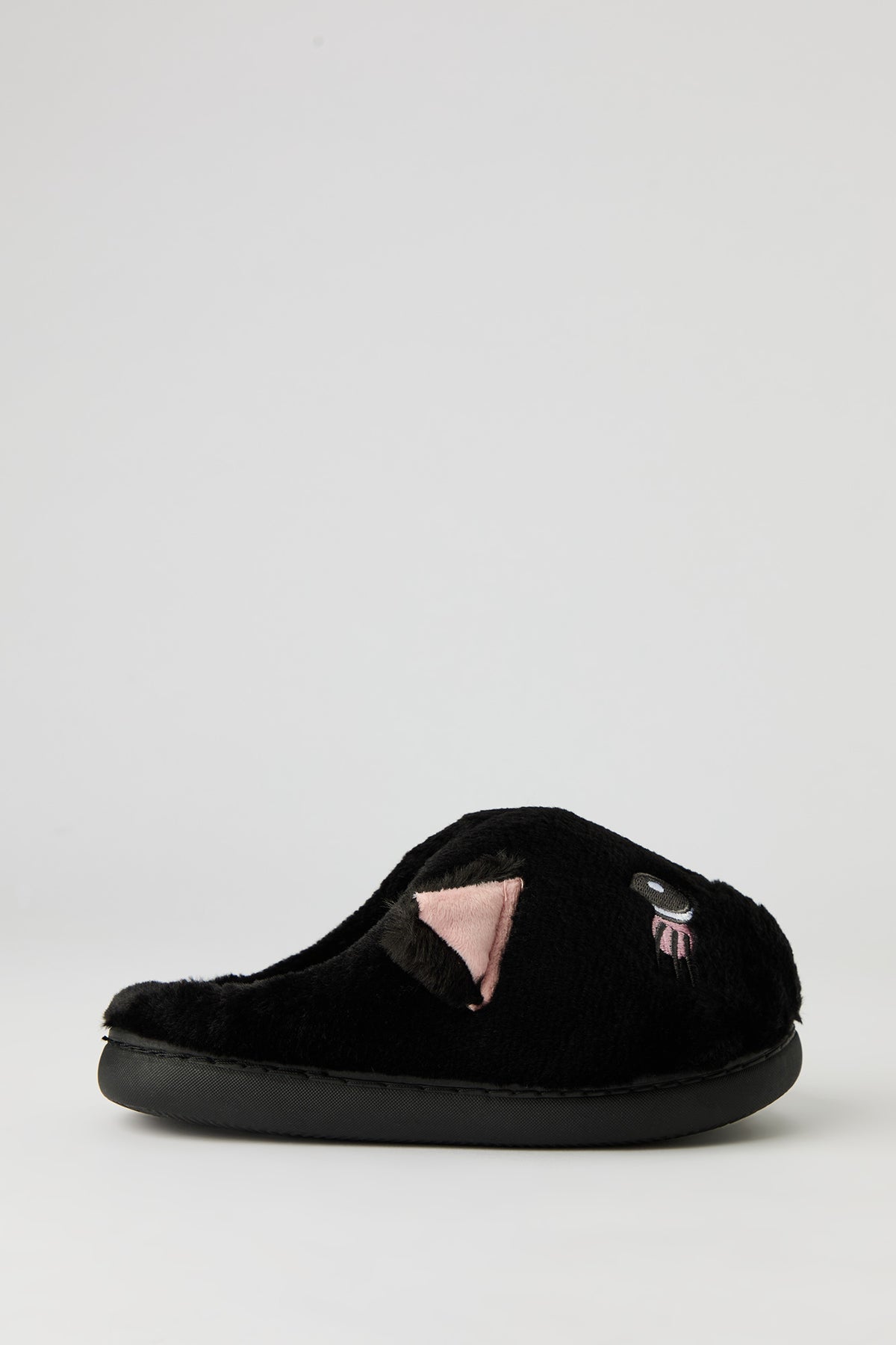 Alt View 2. 3D Cat Plush Slipper - Black