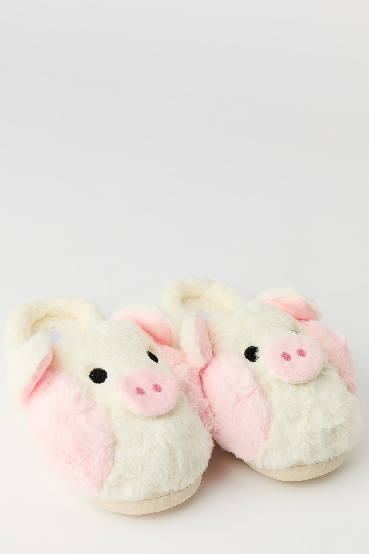 Alt View 2. Girls 3D Pig Slippers - White