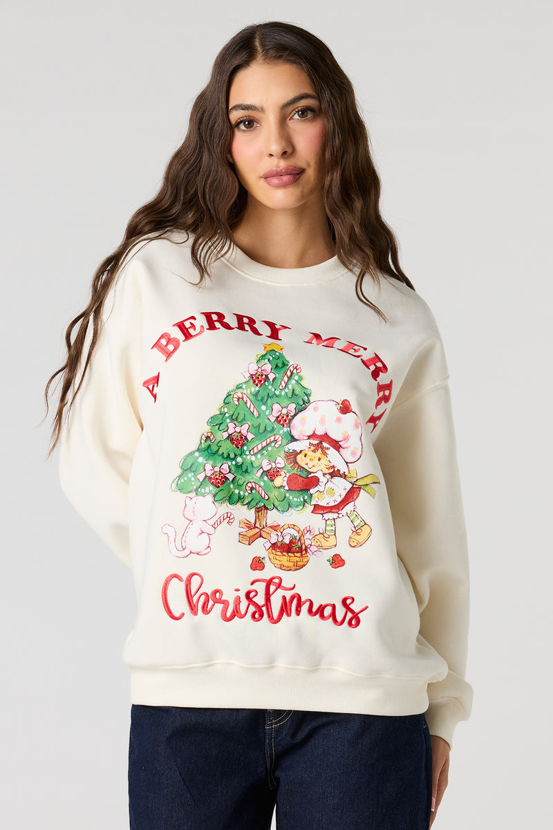 Strawberry Shortcake Christmas Embroidered Fleece Sweatshirt