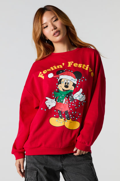 Mickey Mouse Graphic Fleece Christmas Sweatshirt