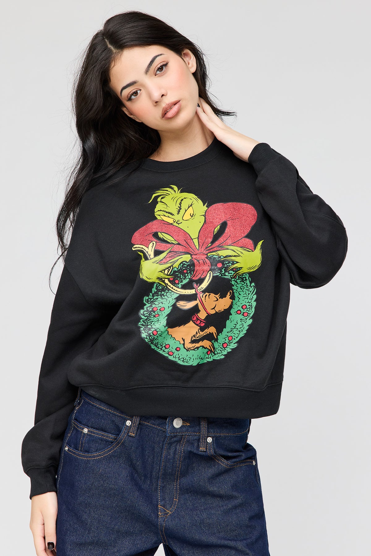 Chandail de Noël en molleton à imprimé The Grinch Who Stole Christmas 