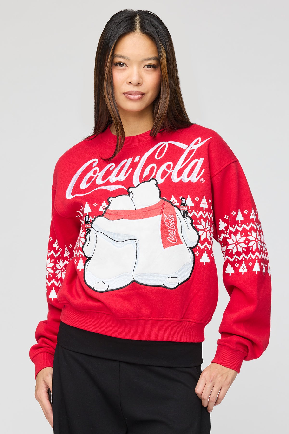 Chandail de Noël en molleton à imprimé Coca-Cola 