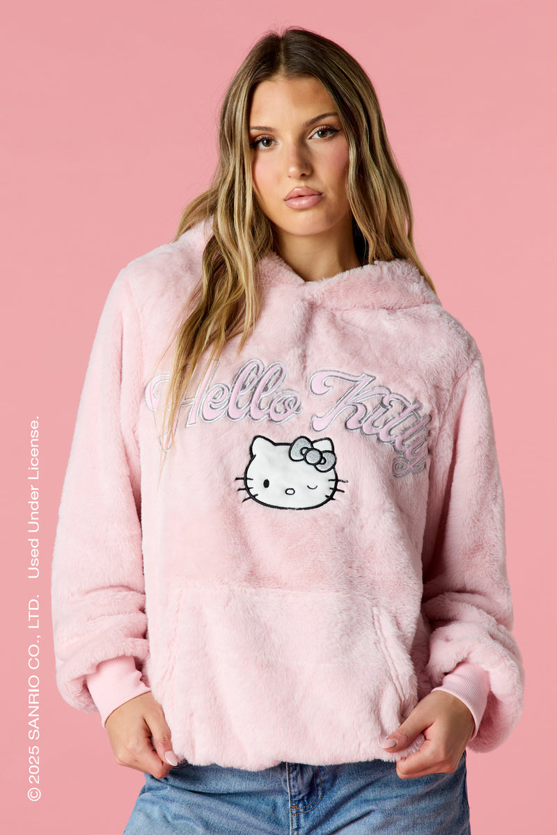 Hello Kitty® Embroidered Faux Fur Hoodie