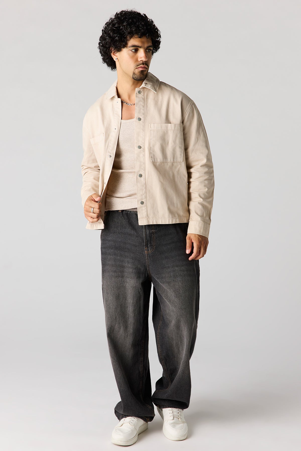 Vue alternative 3. Haut carré boutonné en denim