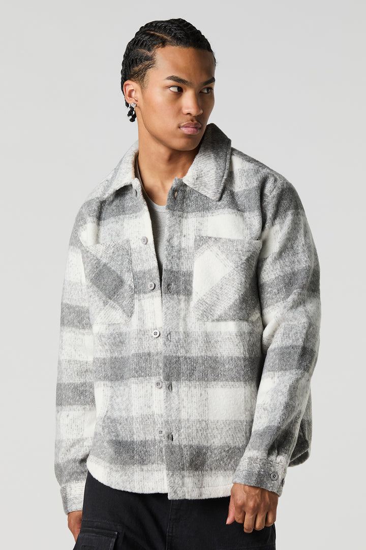 Faux Mohair Plaid Shacket