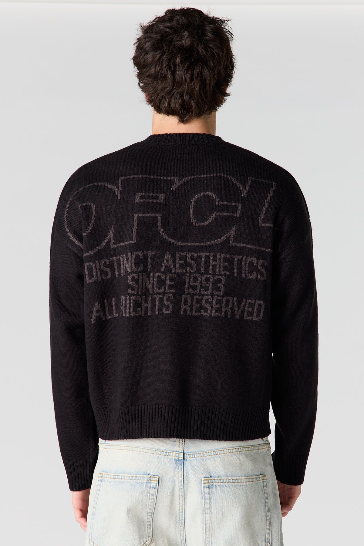 Alt View 2. Jacquard Knit Boxy Sweater - Black