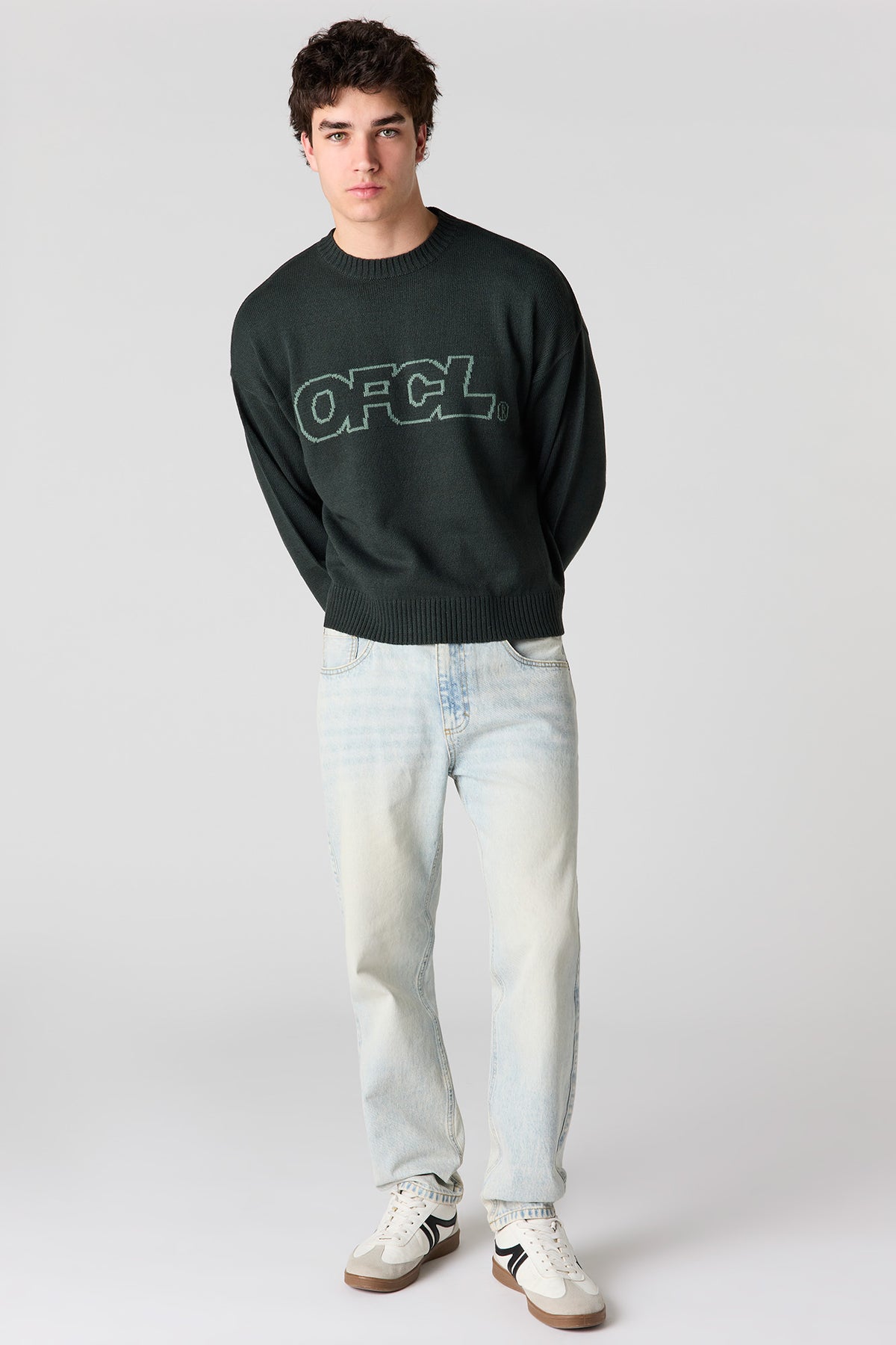 Alt View 3. Jacquard Knit Boxy Sweater - Hunter Green