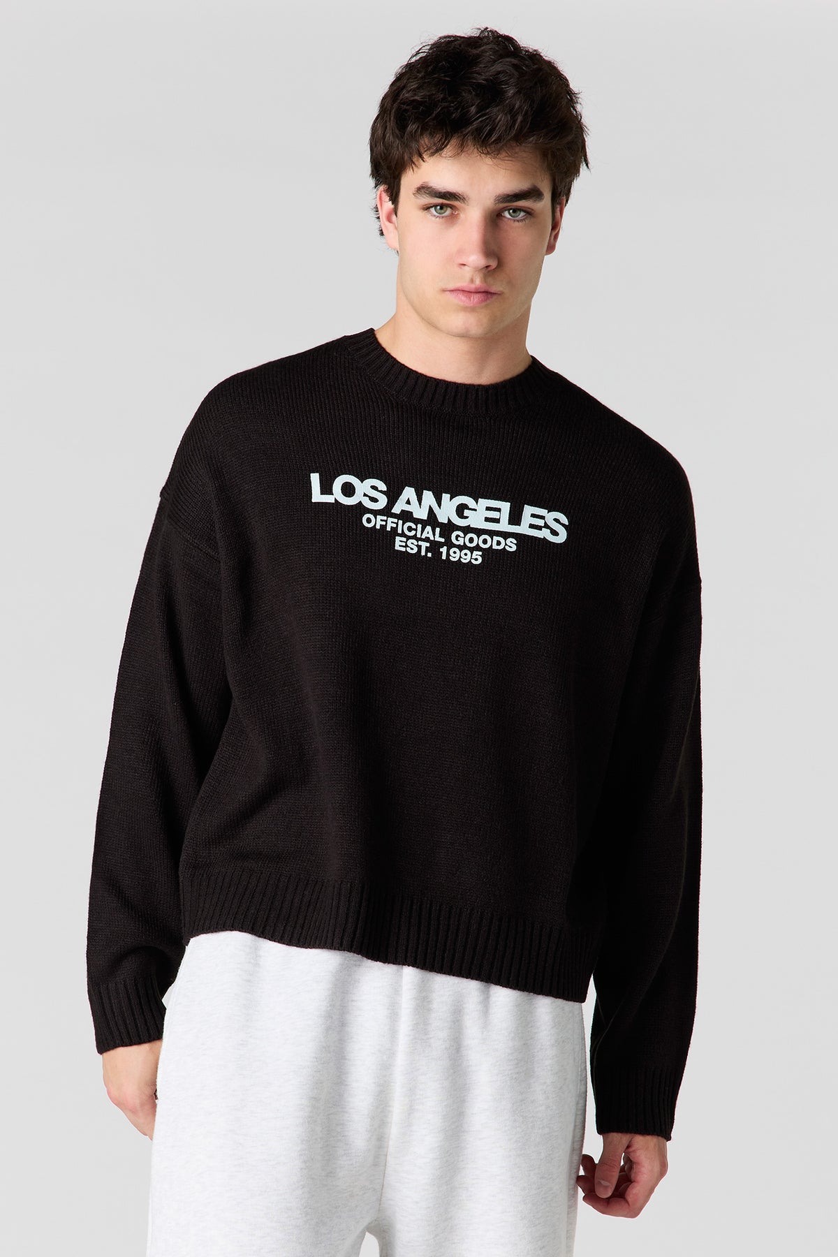 Alt View 2. City Jacquard Knit Boxy Sweater - Black