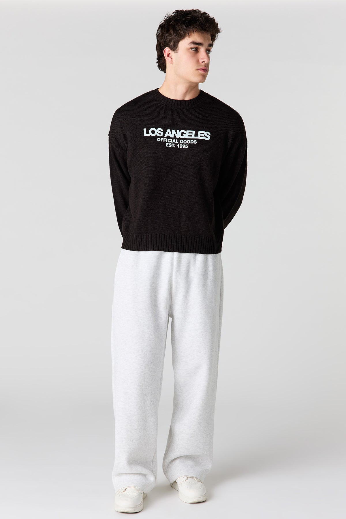 Alt View 3. City Jacquard Knit Boxy Sweater - Black