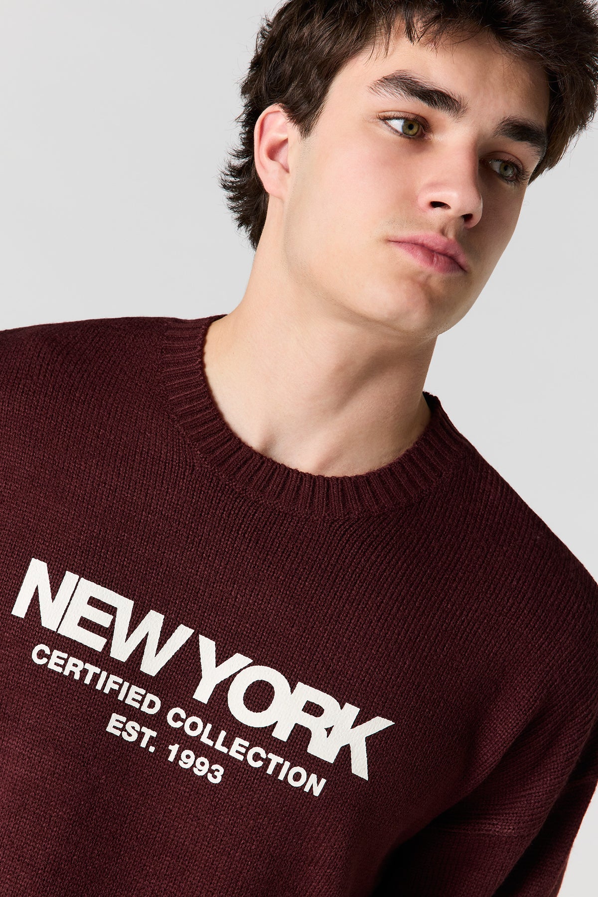 Alt View 4. City Jacquard Knit Boxy Sweater - Burgundy