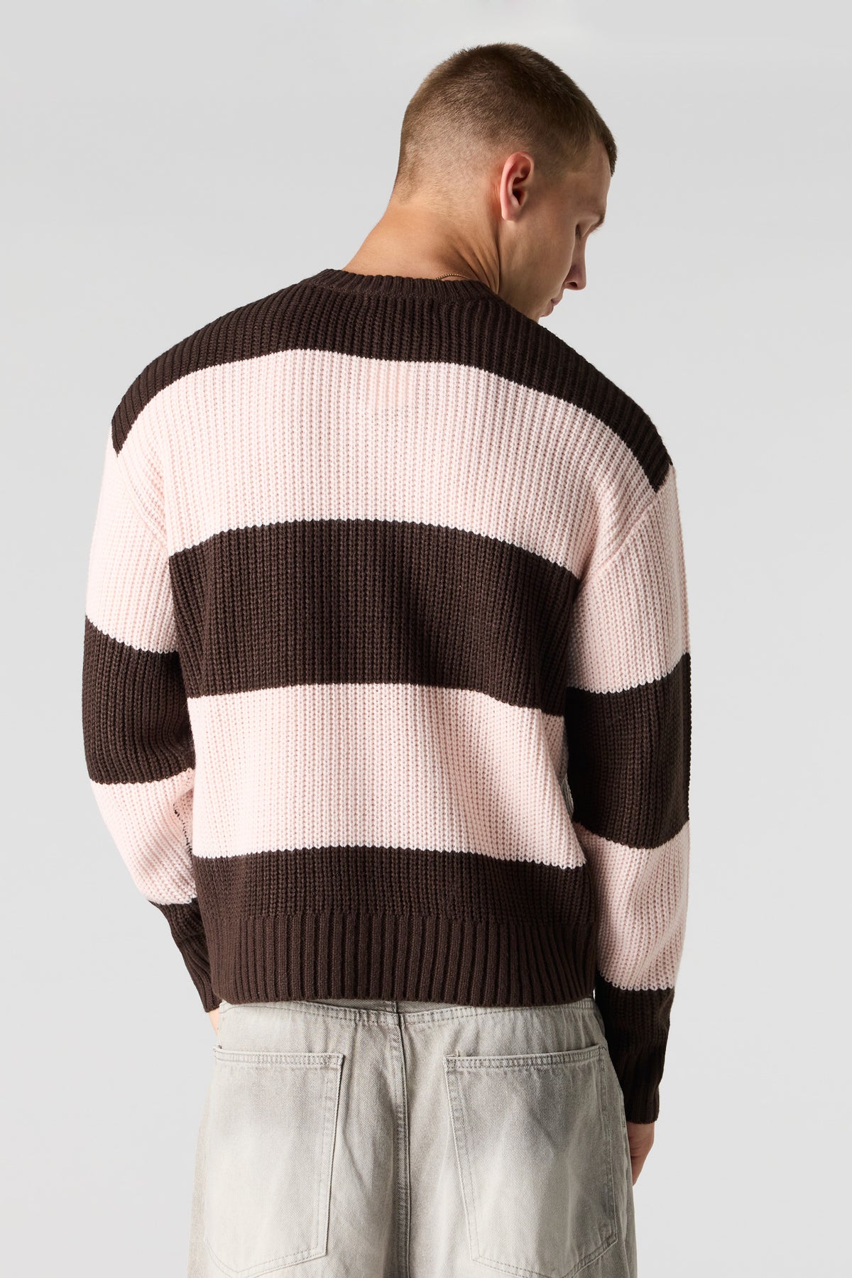 Alt View 2. Striped Knit Sweater - Brown
