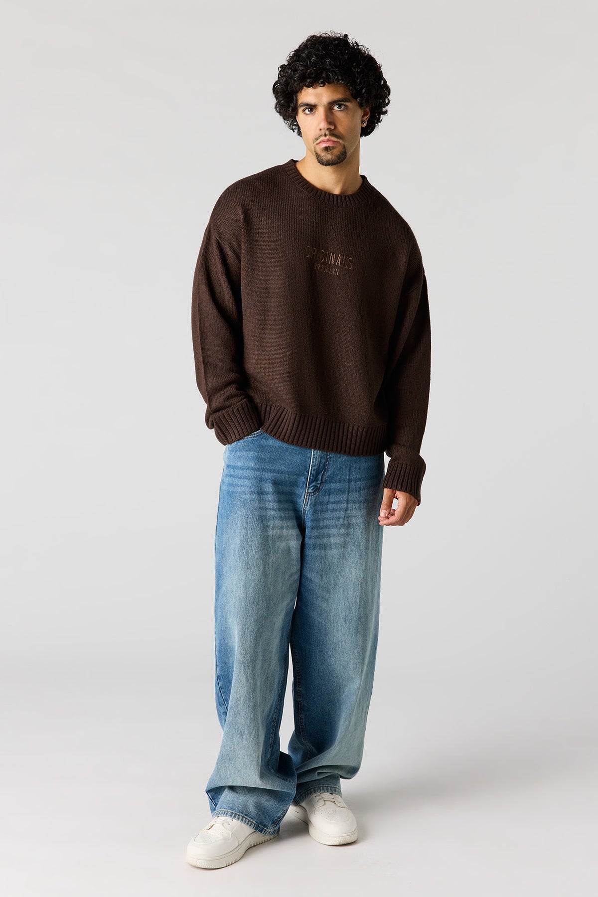 Alt View 3. Originals Embroidered Boxy Sweater - Brown