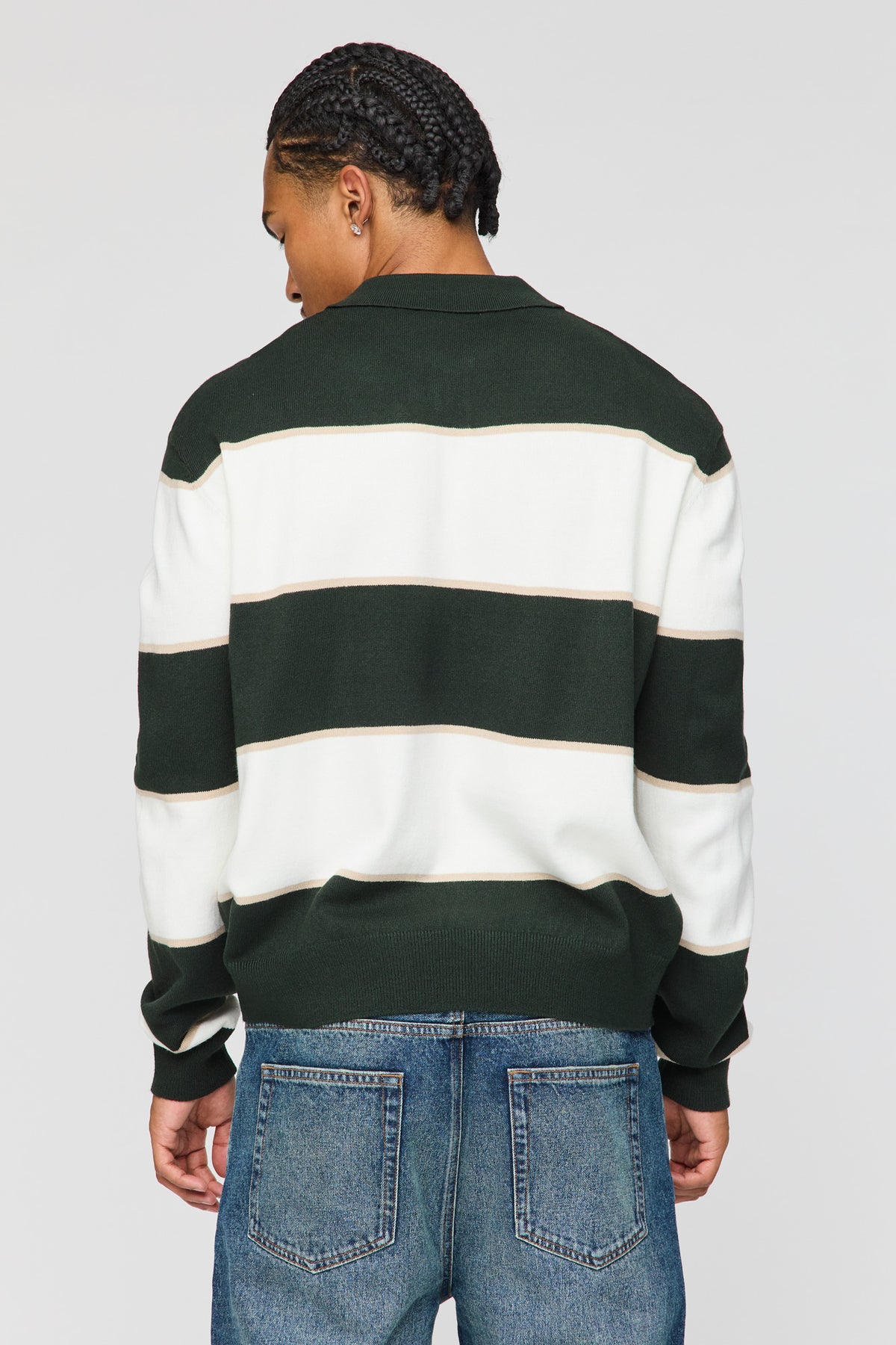 Alt View 2. Striped Polo Sweater - Green