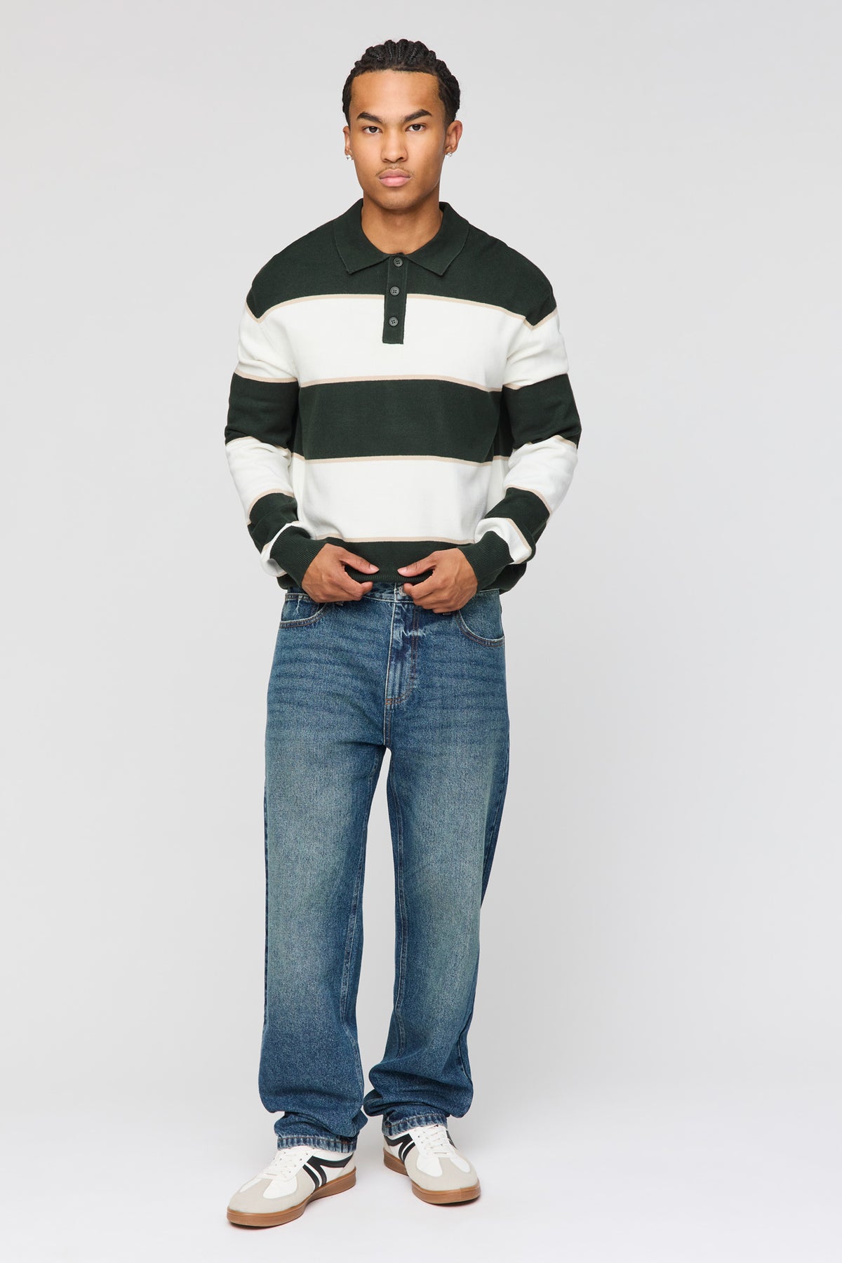 Alt View 3. Striped Polo Sweater - Green