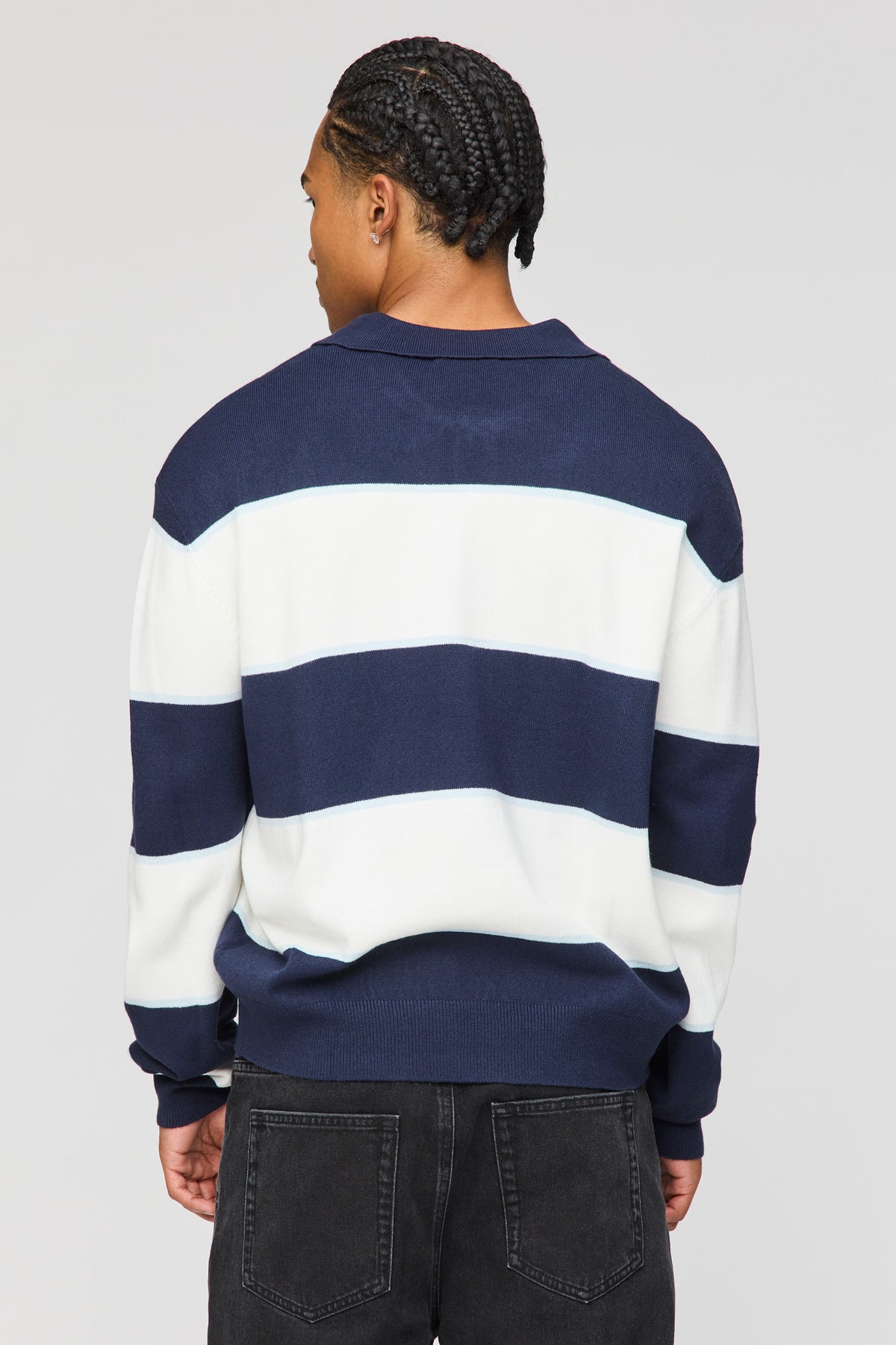Alt View 2. Striped Polo Sweater - Navy