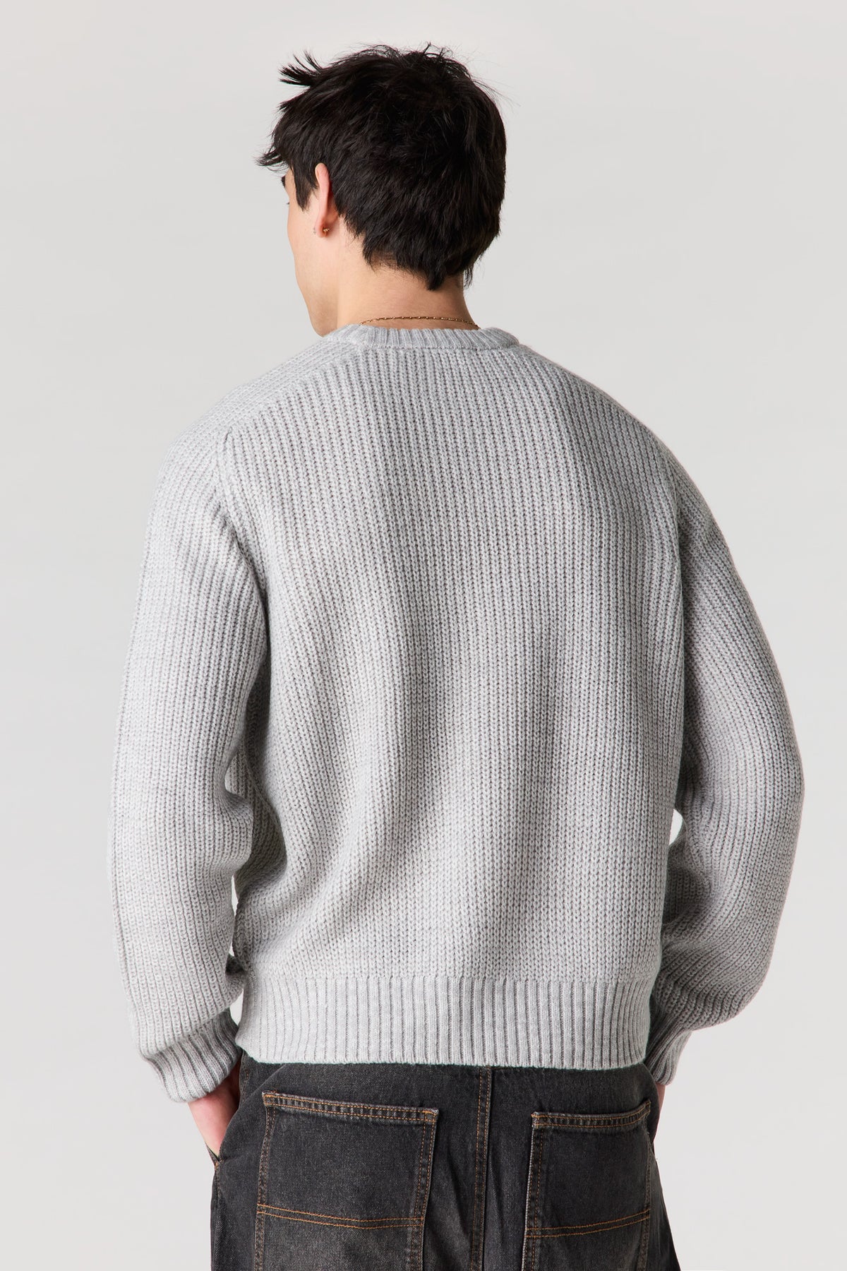 Alt View 2. Ribbed Sweater - Heather Grey