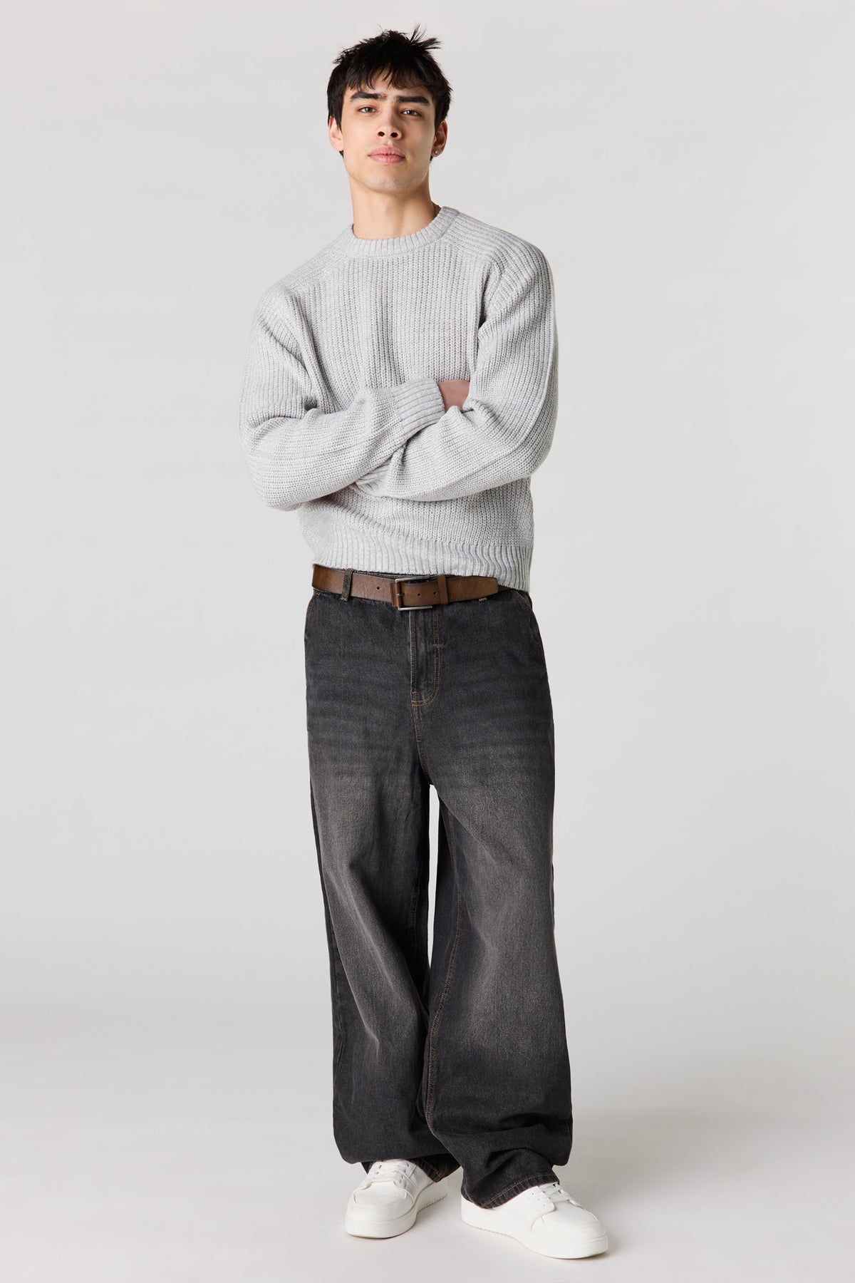 Alt View 3. Ribbed Sweater - Heather Grey