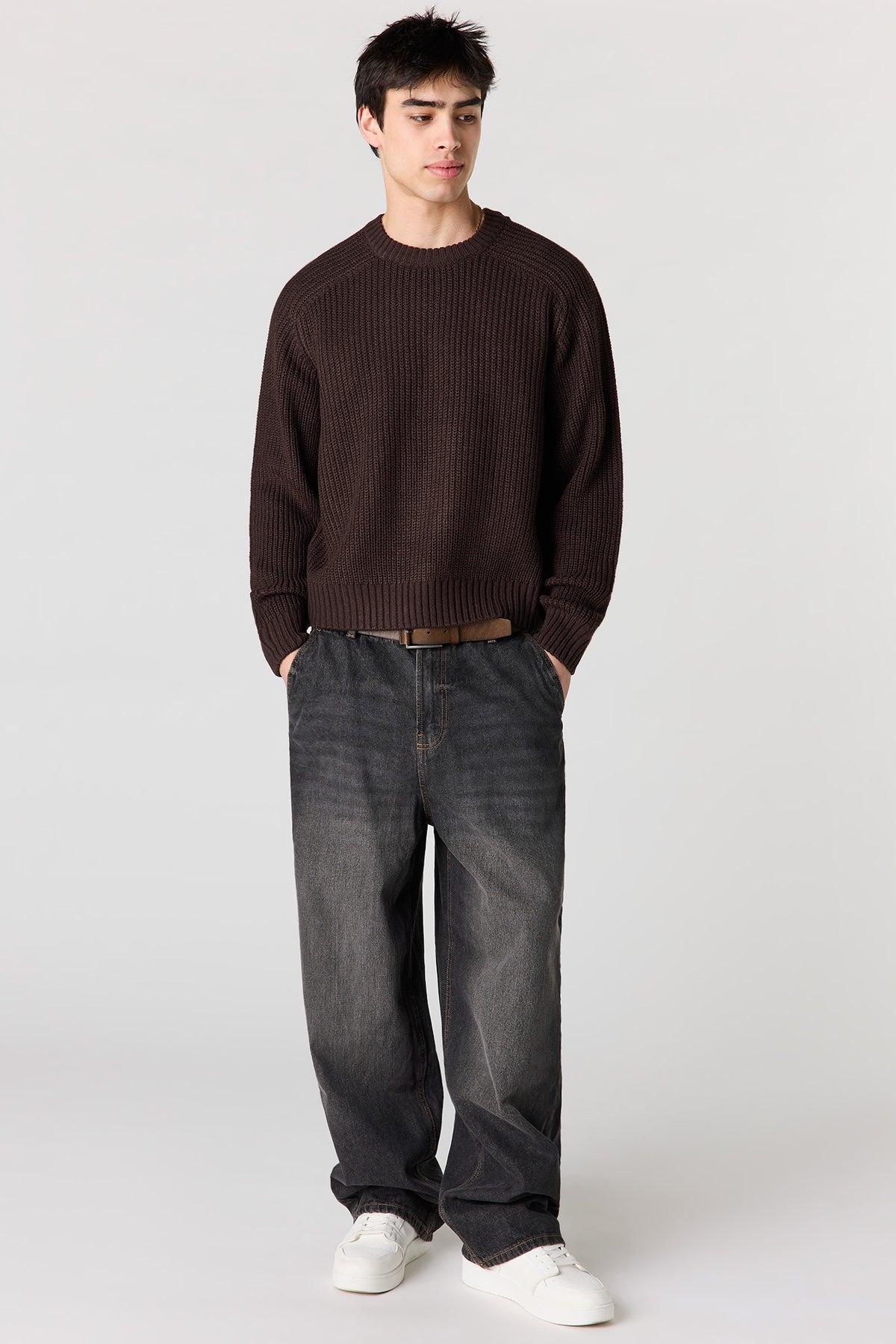 Alt View 3. Ribbed Sweater - Brown