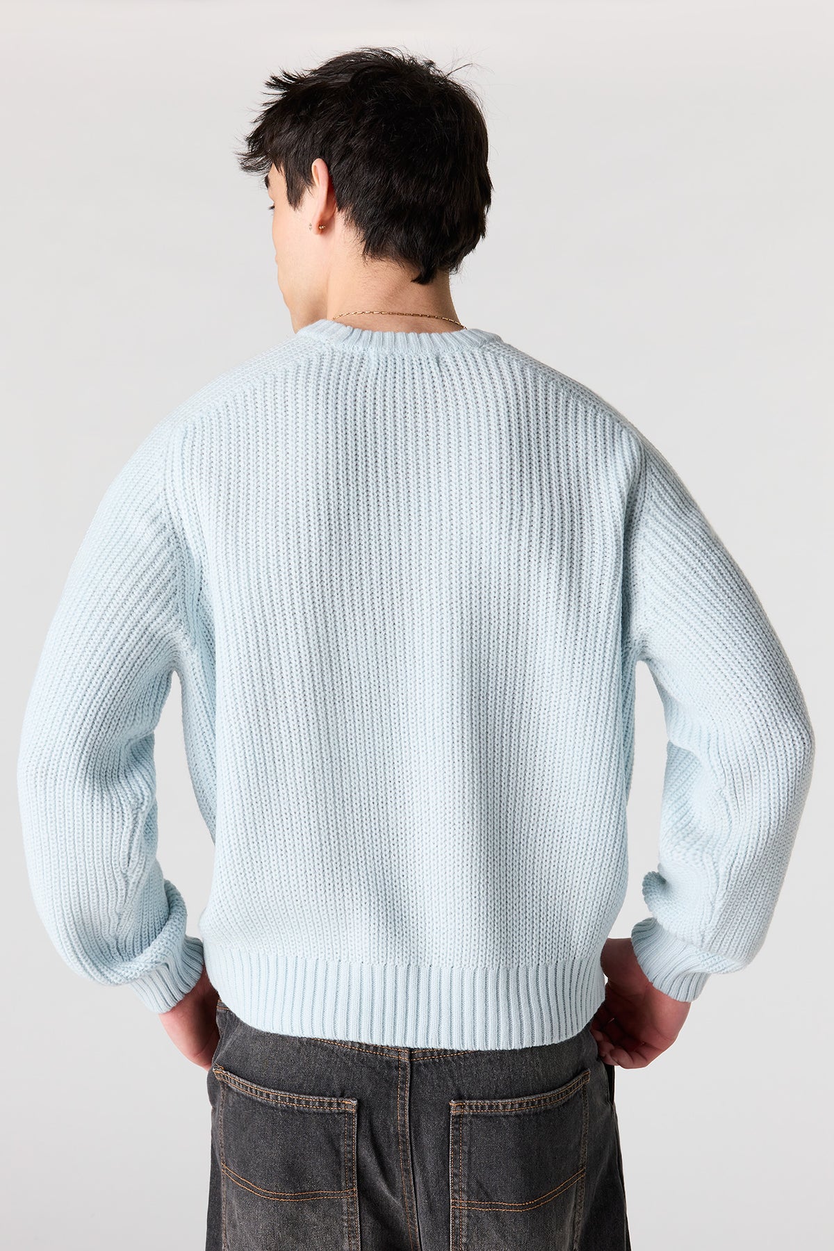 Alt View 2. Ribbed Sweater - Light Blue