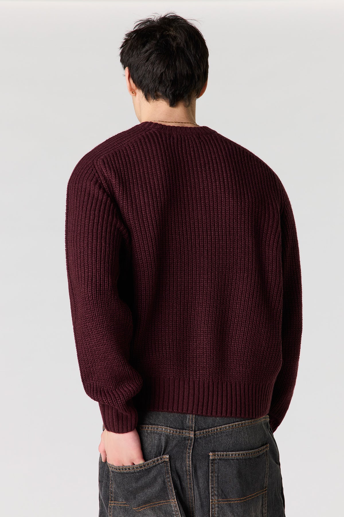 Alt View 2. Ribbed Sweater - Burgundy
