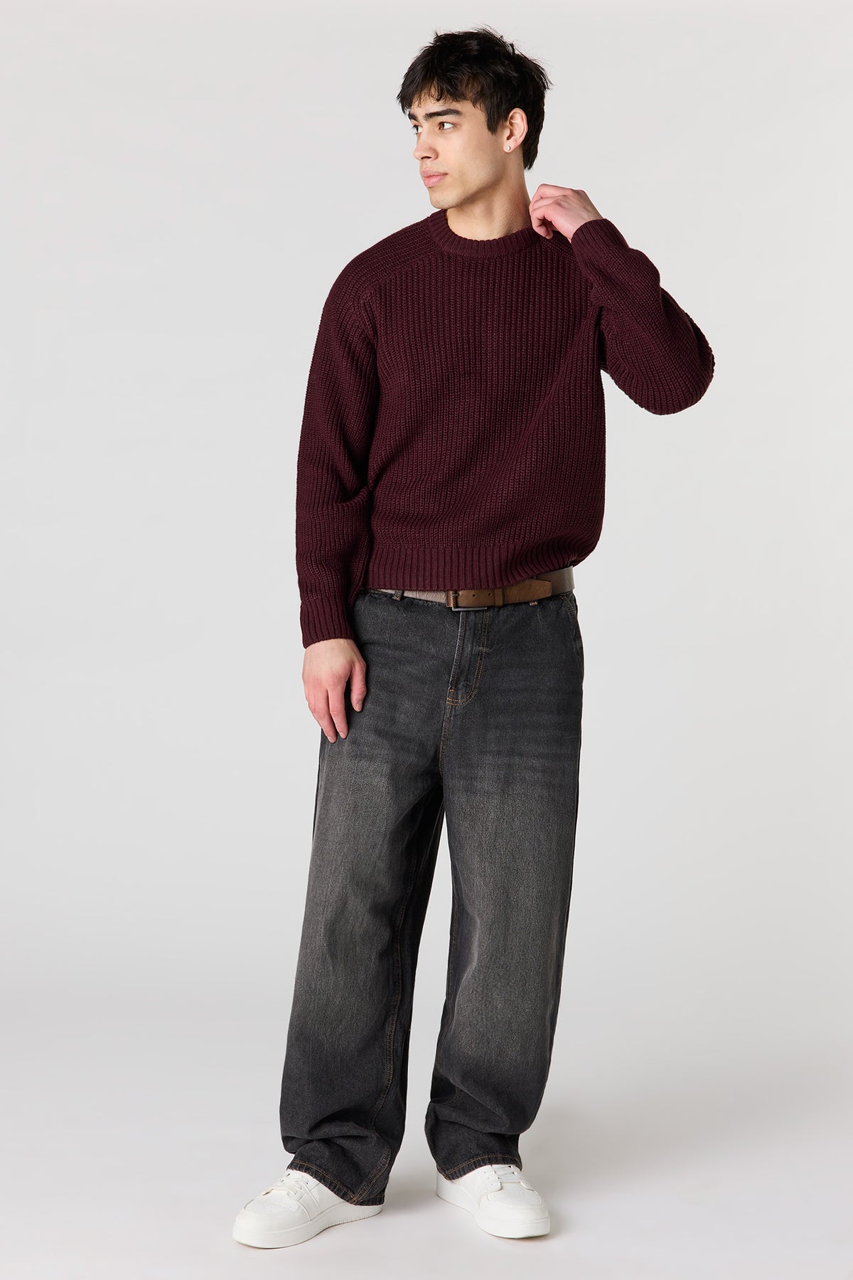 Alt View 3. Ribbed Sweater - Burgundy