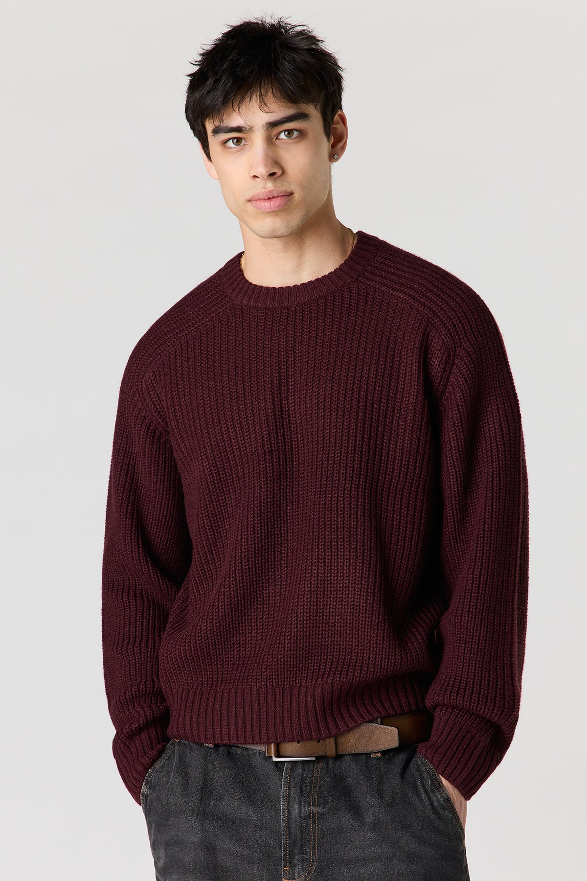Ribbed Sweater - Burgundy