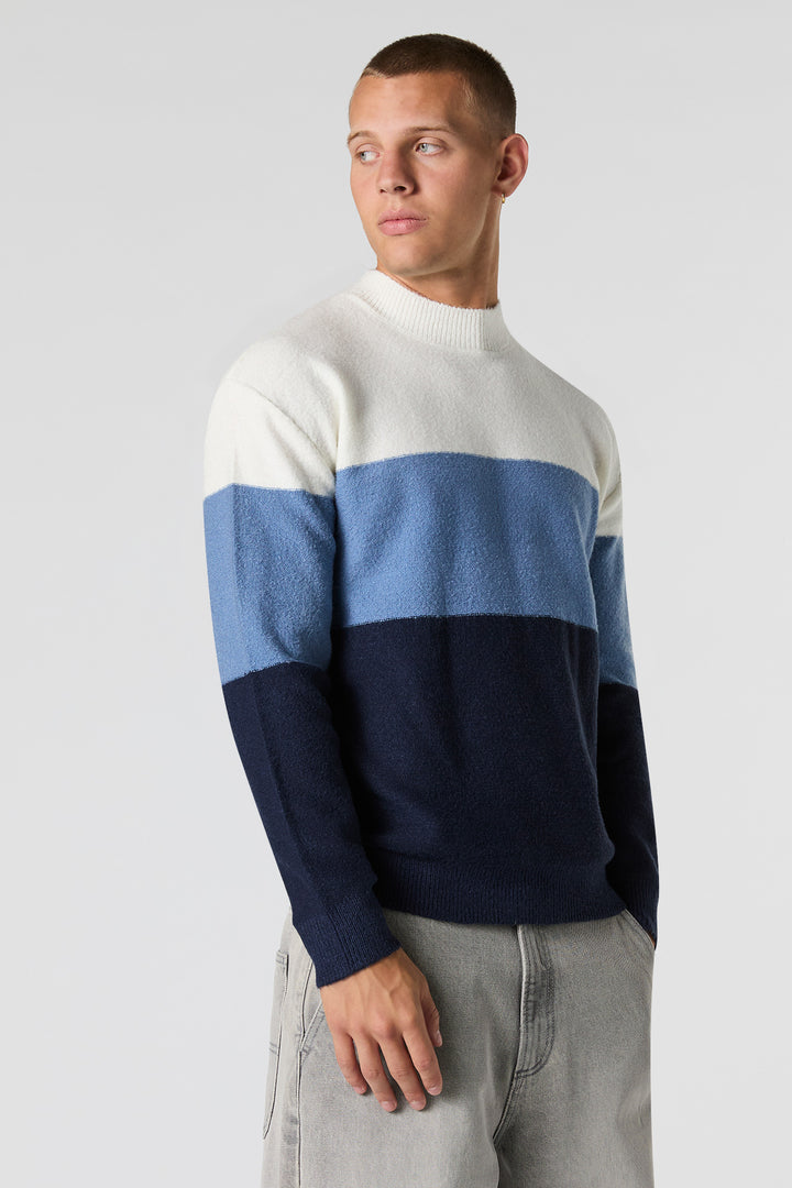 Chandail pelucheux avec blocs de couleurs